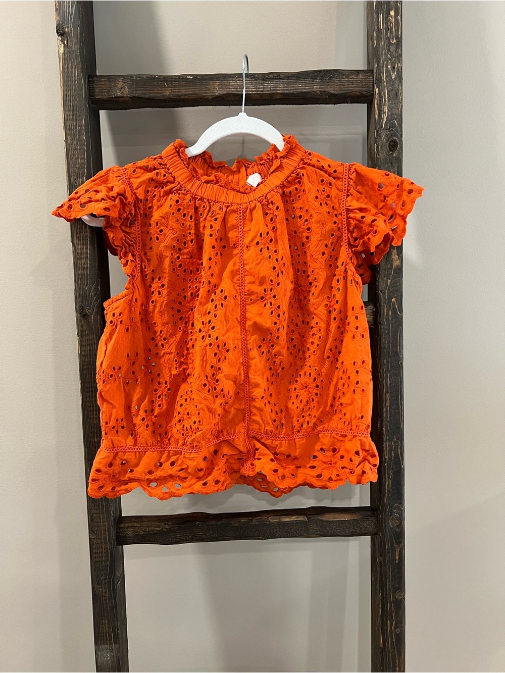 Jennifer & Grace Orange Eyelet Top